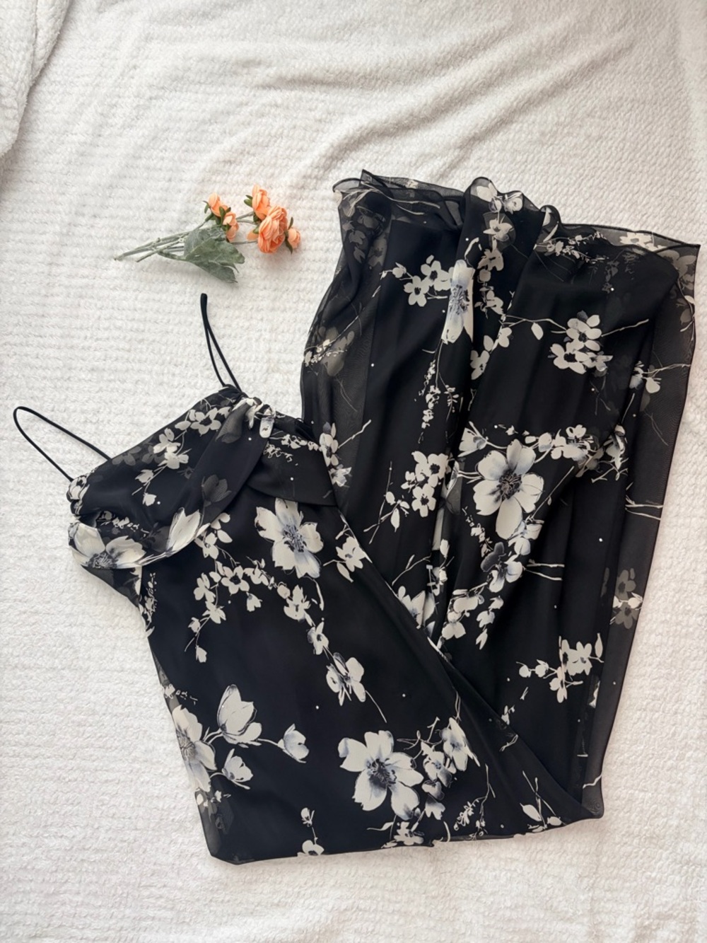 Vintage Caché Y2K Floral Chiffon Maxi Gown Rhinestone NWOT Size 4 Prom Formal